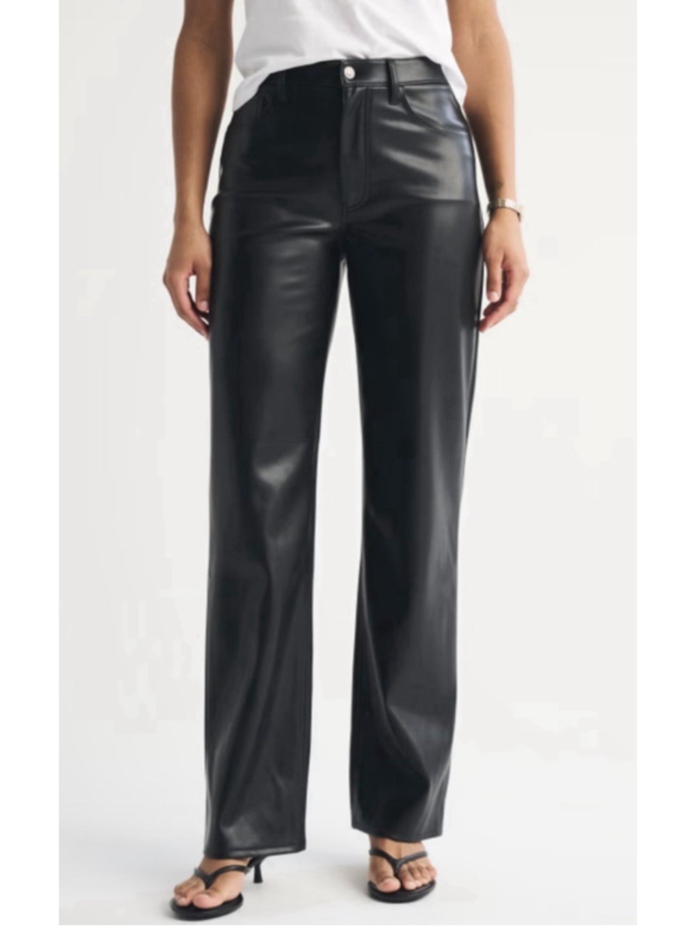 Abercrombie & Fitch Curve Love High Rise 90s Straight Vegan Leather Pant 28/6